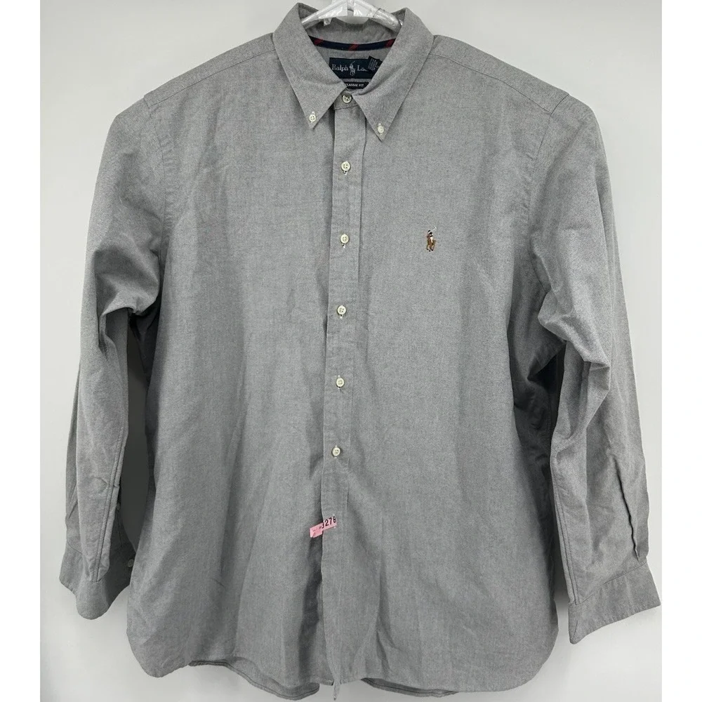 Polo Ralph Lauren Classic Fit Long Sleeve Button Down Gray Men's Size 2XL